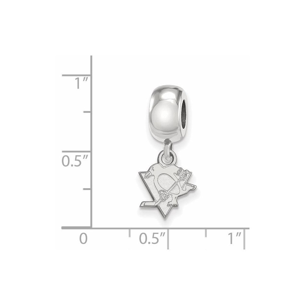 Sterling Silver Rhodium-plated NHL LogoArt Pittsburgh Penguins Extra Small Dangle Bead Charm