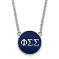 Sterling Silver Rhodium-plated LogoArt Phi Sigma Sigma Sorority Greek Letters Large Color Enamel Pendant 18 inch Necklace