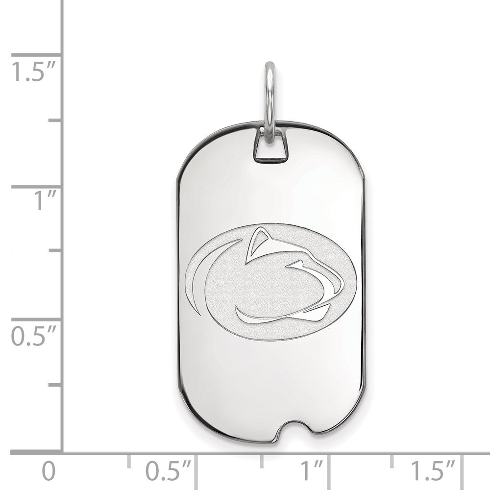 Sterling Silver Rhodium-plated LogoArt Penn State University Lion Small Dog Tag Pendant