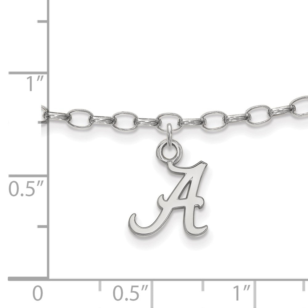 Sterling Silver Rhodium-plated LogoArt University of Alabama 9 inch Anklet