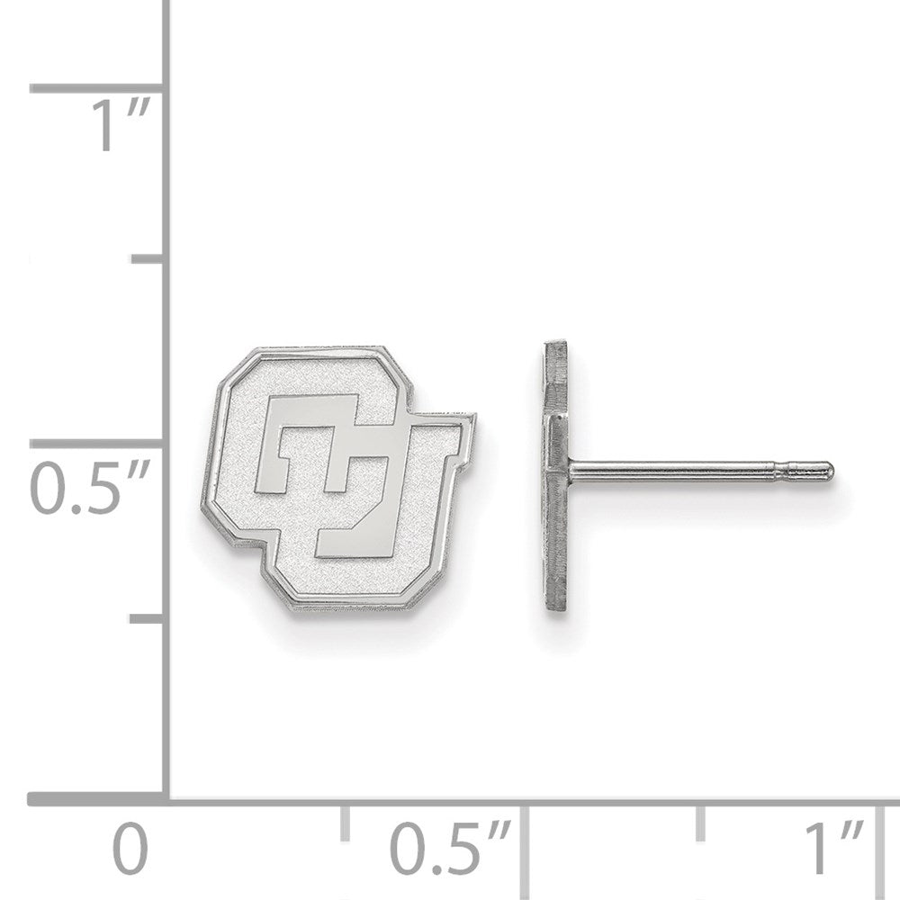 Sterling Silver Rhodium-plated LogoArt University of Colorado C-U Extra Small Post Earrings