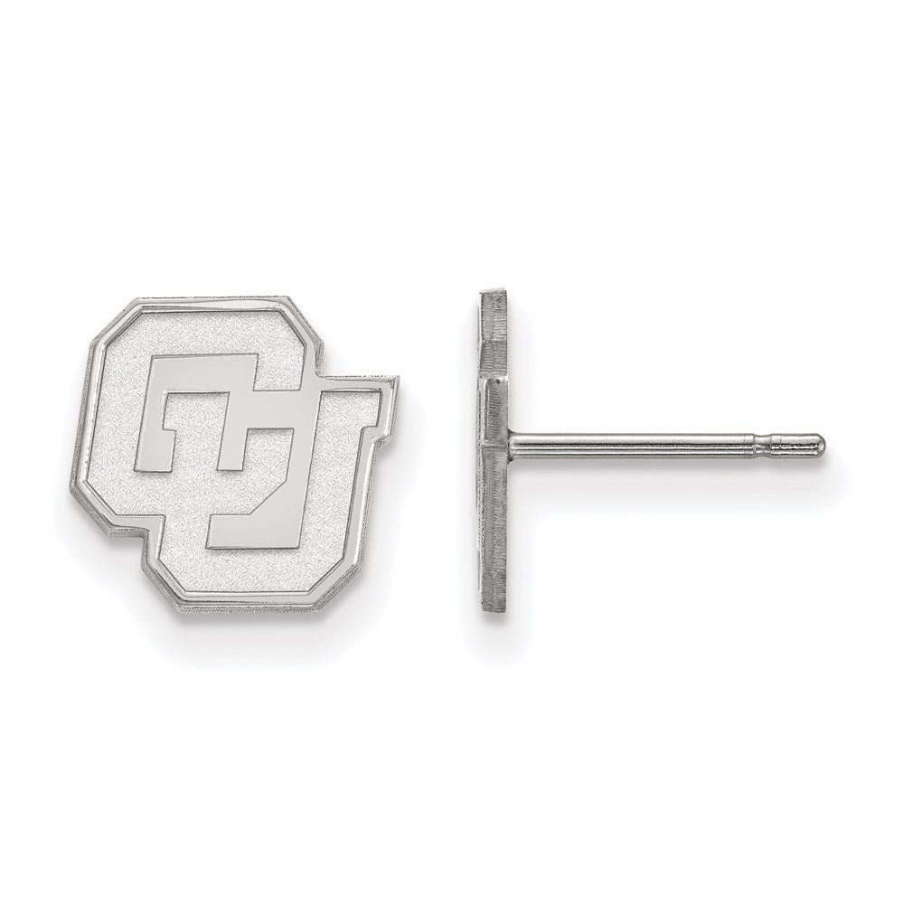 Sterling Silver Rhodium-plated LogoArt University of Colorado C-U Extra Small Post Earrings