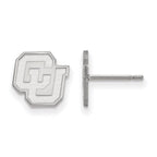 Sterling Silver Rhodium-plated LogoArt University of Colorado C-U Extra Small Post Earrings