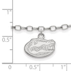Sterling Silver Rhodium-plated LogoArt University of Florida Gator 9 inch Anklet