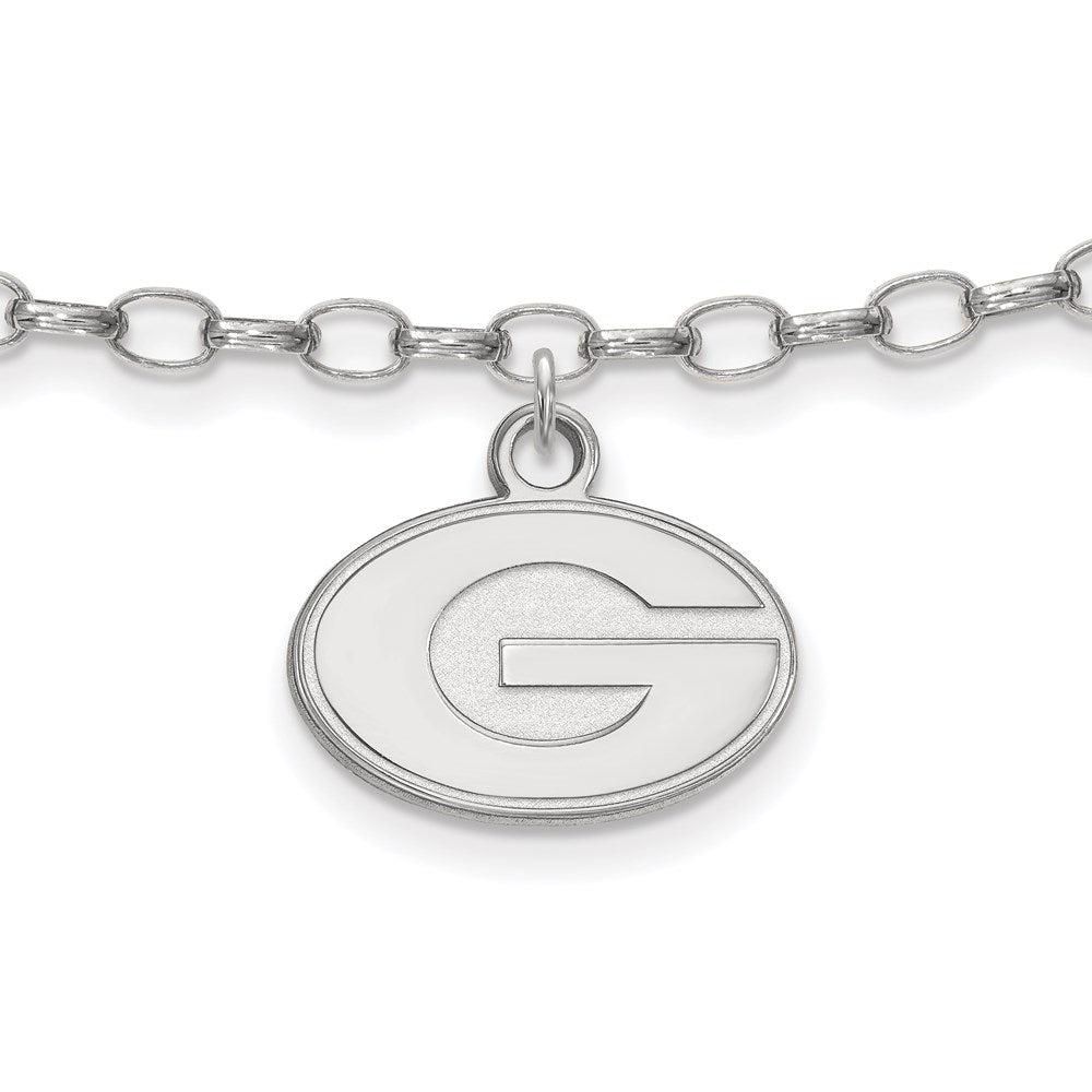 Sterling Silver Rhodium-plated LogoArt University of Georgia Letter G 9-inch Anklet