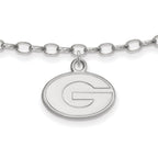 Sterling Silver Rhodium-plated LogoArt University of Georgia Letter G 9-inch Anklet