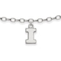 Sterling Silver Rhodium-plated LogoArt University of Illinois Letter I 9-inch Anklet