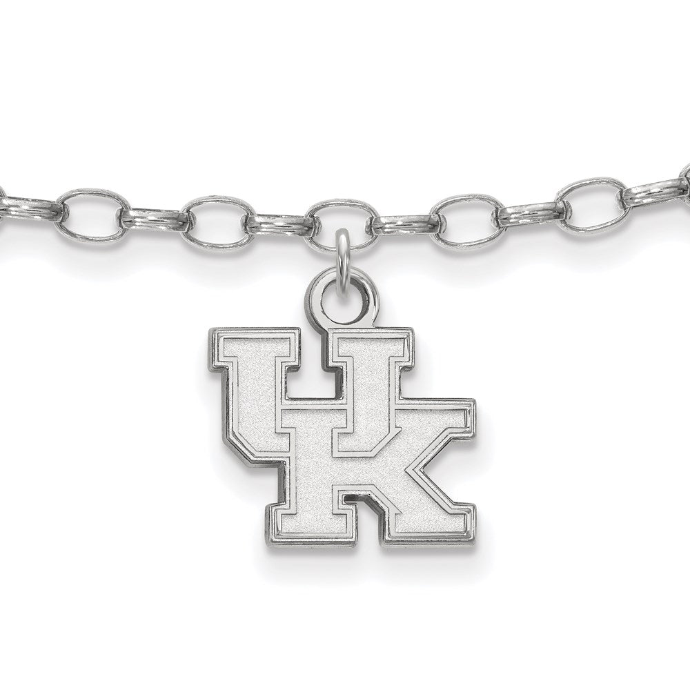 Sterling Silver Rhodium-plated LogoArt University of Kentucky U-K 9 inch Anklet