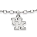 Sterling Silver Rhodium-plated LogoArt University of Kentucky U-K 9 inch Anklet