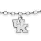 Sterling Silver Rhodium-plated LogoArt University of Kentucky U-K 9 inch Anklet