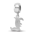 Sterling Silver Rhodium-plated LogoArt University of Louisville Letter L Small Dangle Bead Charm