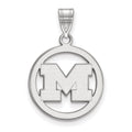 Sterling Silver Rhodium-plated LogoArt University of Michigan Letter M Medium Circle Pendant