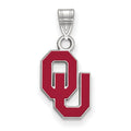 Sterling Silver Rhodium-plated LogoArt University of Oklahoma O-U Small Enameled Pendant