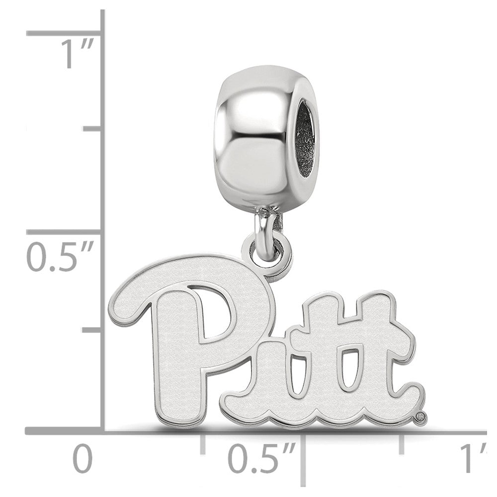 Sterling Silver Rhodium-plated LogoArt University of Pittsburgh Small Dangle Bead Charm