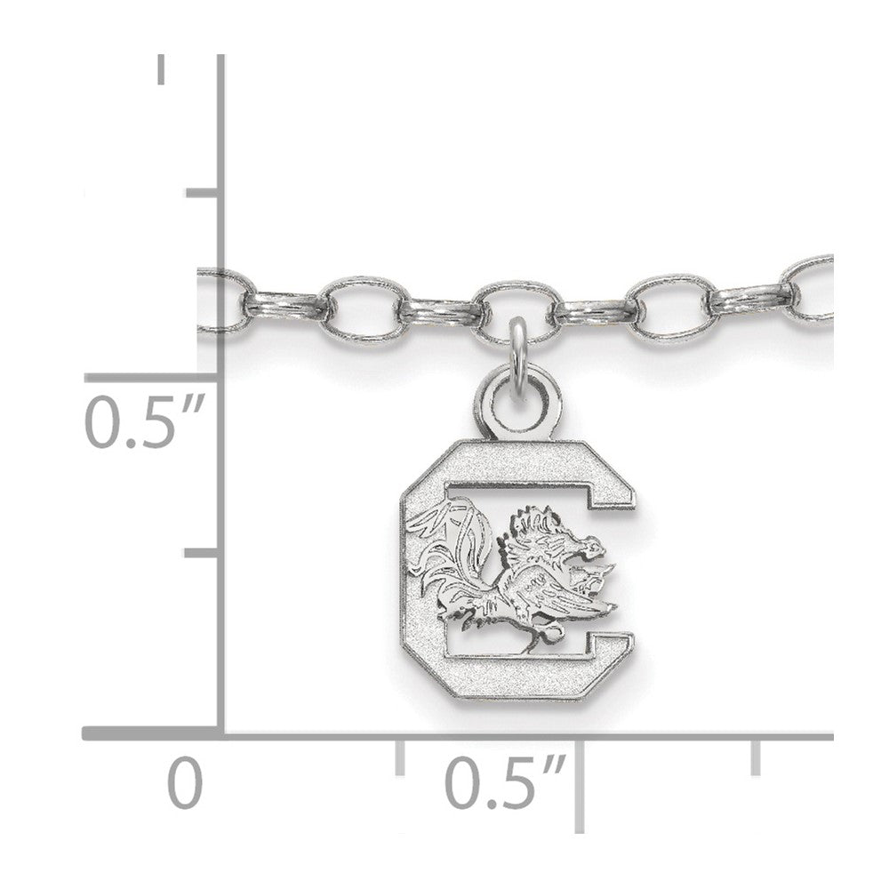 Sterling Silver Rhodium-plated LogoArt University of South Carolina 9 inch Anklet
