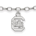 Sterling Silver Rhodium-plated LogoArt University of South Carolina 9 inch Anklet