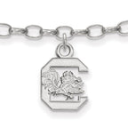 Sterling Silver Rhodium-plated LogoArt University of South Carolina 9 inch Anklet