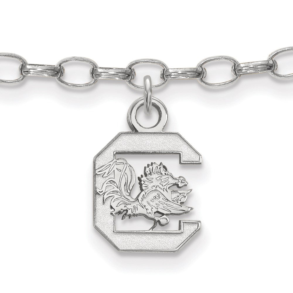 Sterling Silver Rhodium-plated LogoArt University of South Carolina 9 inch Anklet