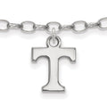 Sterling Silver Rhodium-plated LogoArt University of Tennessee Letter T 9 inch Anklet