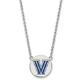 Sterling Silver Rhodium-plated LogoArt Villanova University Letter V Large Enameled Disc Pendant 18 inch Necklace