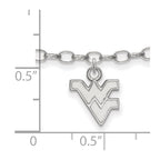 Sterling Silver Rhodium-plated LogoArt West Virginia University W-V 9-inch Anklet