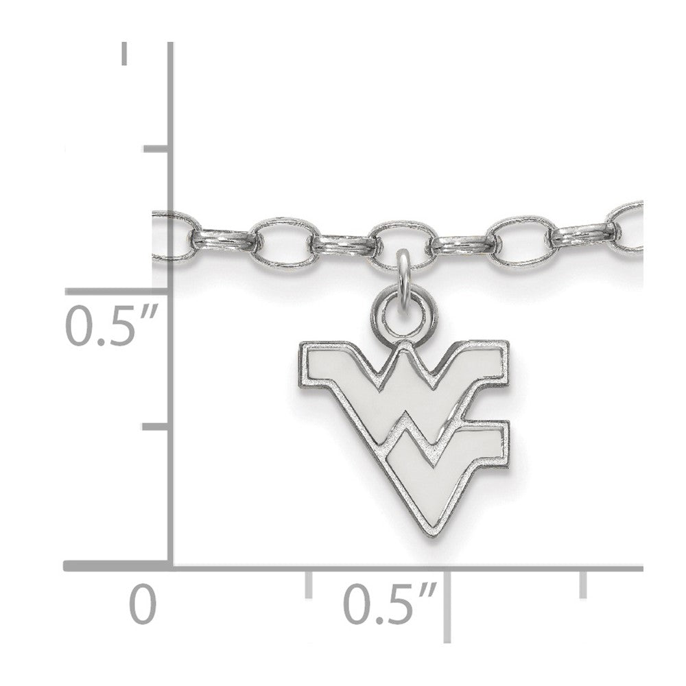 Sterling Silver Rhodium-plated LogoArt West Virginia University W-V 9-inch Anklet