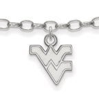 Sterling Silver Rhodium-plated LogoArt West Virginia University W-V 9-inch Anklet