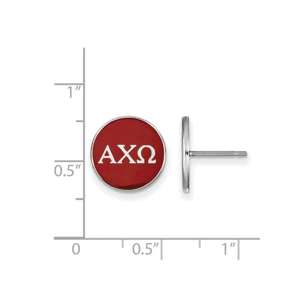 Sterling Silver Rhodium-plated LogoArt Alpha Chi Omega Sorority Greek Letters Color Enamel Post Earrings