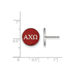 Sterling Silver Rhodium-plated LogoArt Alpha Chi Omega Sorority Greek Letters Color Enamel Post Earrings