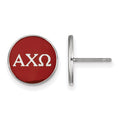 Sterling Silver Rhodium-plated LogoArt Alpha Chi Omega Sorority Greek Letters Color Enamel Post Earrings