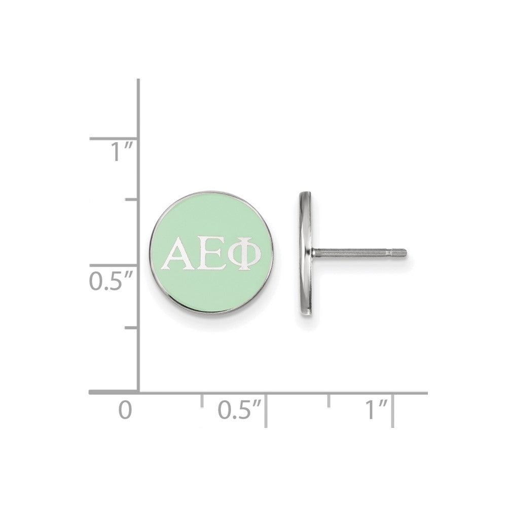 Sterling Silver Rhodium-plated LogoArt Alpha Epsilon Phi Sorority Greek Letters Color Enamel Post Earrings