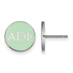 Sterling Silver Rhodium-plated LogoArt Alpha Epsilon Phi Sorority Greek Letters Color Enamel Post Earrings