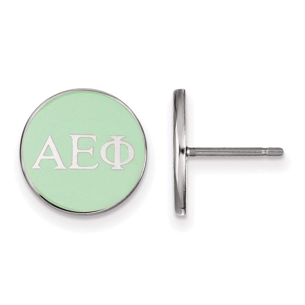 Sterling Silver Rhodium-plated LogoArt Alpha Epsilon Phi Sorority Greek Letters Color Enamel Post Earrings