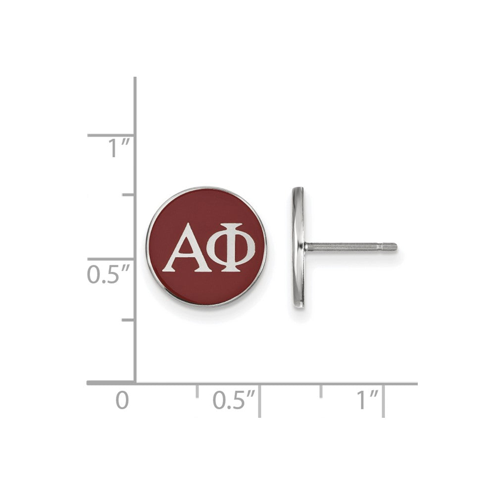 Sterling Silver Rhodium-plated LogoArt Alpha Phi Sorority Greek Letters Color Enamel Post Earrings