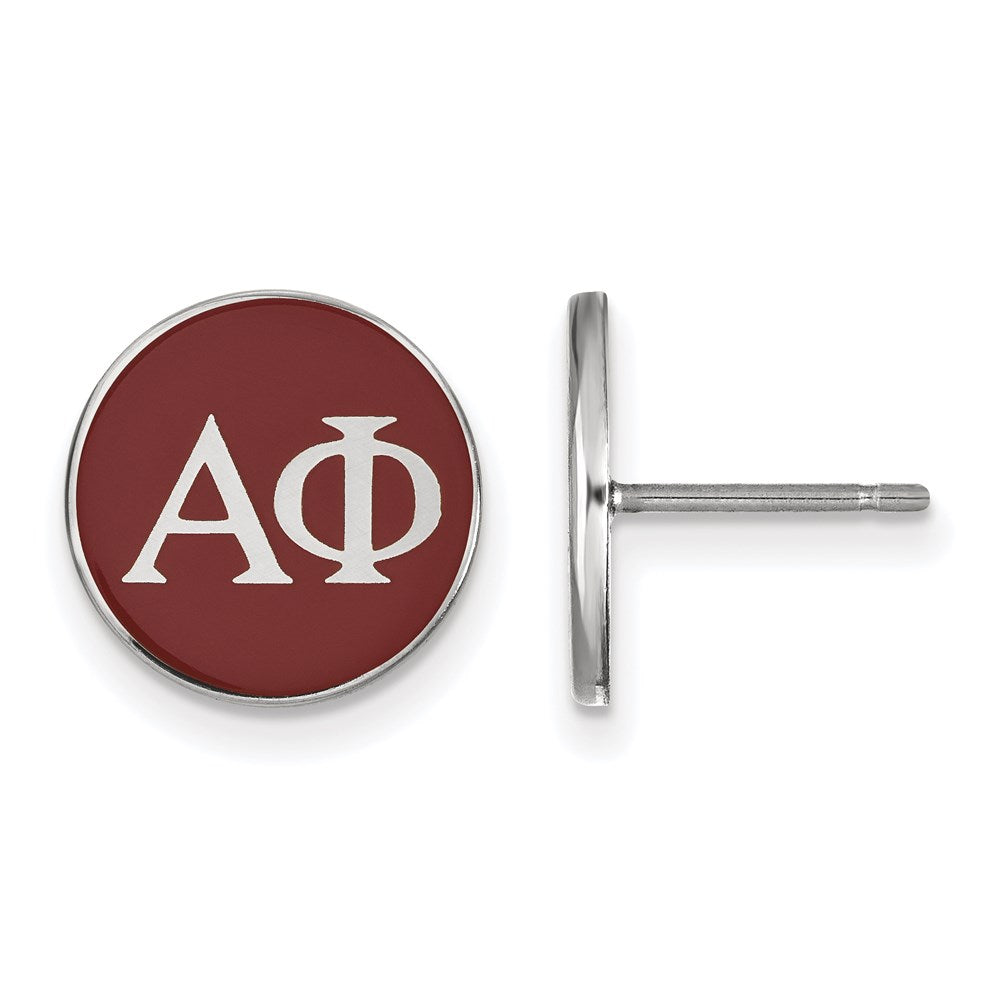 Sterling Silver Rhodium-plated LogoArt Alpha Phi Sorority Greek Letters Color Enamel Post Earrings