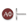 Sterling Silver Rhodium-plated LogoArt Alpha Phi Sorority Greek Letters Color Enamel Post Earrings