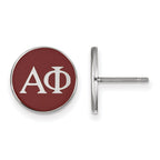 Sterling Silver Rhodium-plated LogoArt Alpha Phi Sorority Greek Letters Color Enamel Post Earrings