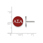 Sterling Silver Rhodium-plated LogoArt Alpha Sigma Alpha Sorority Greek Letters Color Enamel Post Earrings