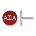 Sterling Silver Rhodium-plated LogoArt Alpha Sigma Alpha Sorority Greek Letters Color Enamel Post Earrings