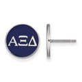 Sterling Silver Rhodium-plated LogoArt Alpha Xi Delta Sorority Greek Letters Color Enamel Post Earrings
