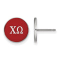 Sterling Silver Rhodium-plated LogoArt Chi Omega Sorority Greek Letters Color Enamel Post Earrings