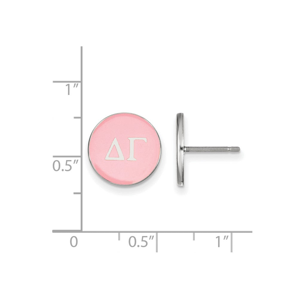 Sterling Silver Rhodium-plated LogoArt Delta Gamma Sorority Greek Letters Color Enamel Post Earrings