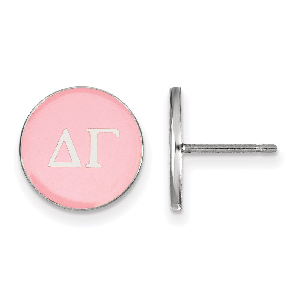 Sterling Silver Rhodium-plated LogoArt Delta Gamma Sorority Greek Letters Color Enamel Post Earrings