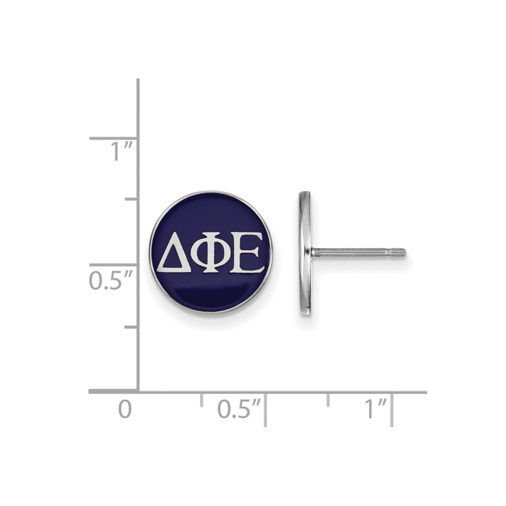 Sterling Silver Rhodium-plated LogoArt Delta Phi Epsilon Sorority Greek Letters Color Enamel Post Earrings