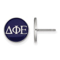 Sterling Silver Rhodium-plated LogoArt Delta Phi Epsilon Sorority Greek Letters Color Enamel Post Earrings