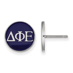 Sterling Silver Rhodium-plated LogoArt Delta Phi Epsilon Sorority Greek Letters Color Enamel Post Earrings