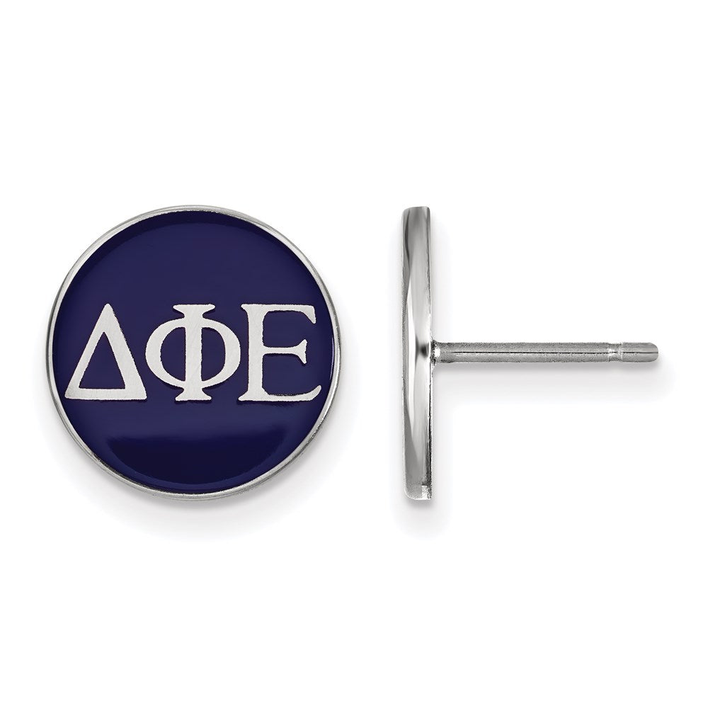 Sterling Silver Rhodium-plated LogoArt Delta Phi Epsilon Sorority Greek Letters Color Enamel Post Earrings