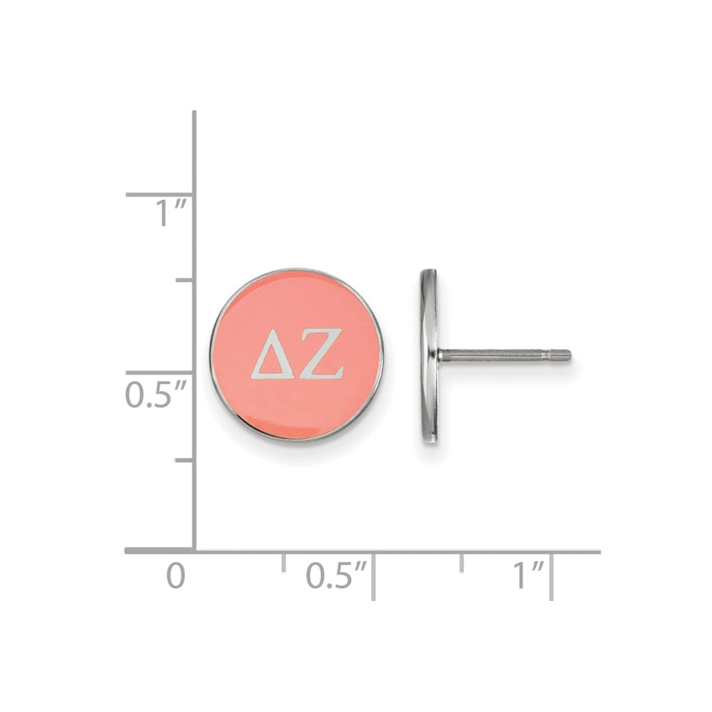 Sterling Silver Rhodium-plated LogoArt Delta Zeta Sorority Greek Letters Color Enamel Post Earrings