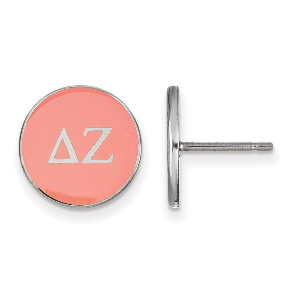 Sterling Silver Rhodium-plated LogoArt Delta Zeta Sorority Greek Letters Color Enamel Post Earrings