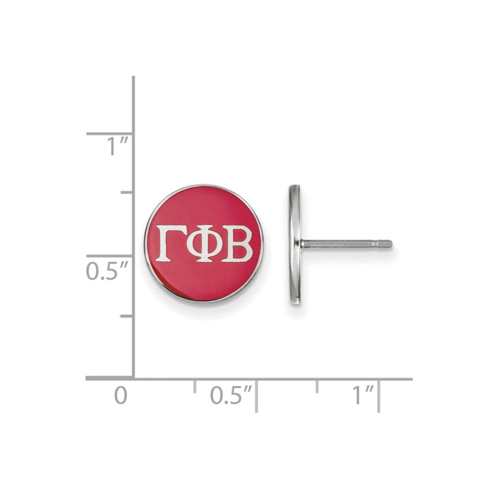 Sterling Silver Rhodium-plated LogoArt Gamma Phi Beta Sorority Greek Letters Color Enamel Post Earrings